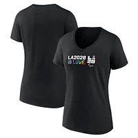 Women's  Black LA28 Summer Paralympics Pride V-Neck T-Shirt