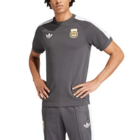 Men's adidas Originals Charcoal Argentina National Team Raglan Three-Stripe T-Shirt