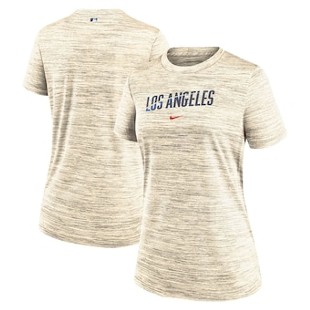 Women's Nike  Cream Los Angeles Dodgers 2024 City Connect Authentic Collection Practice Velocity Performance T-Shirt