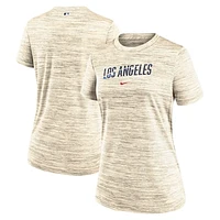 Women's Nike  Cream Los Angeles Dodgers 2024 City Connect Authentic Collection Practice Velocity Performance T-Shirt