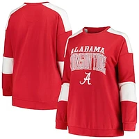 Women's Profile Crimson Alabama Tide Plus Striped Pullover Sweatshirt