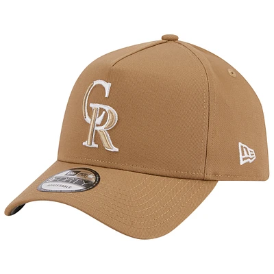 Men's New Era Khaki Colorado Rockies A-Frame 9FORTY Adjustable Hat