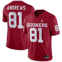 Men's Jordan Brand Mark Andrews Crimson Oklahoma Sooners Player Game Jersey