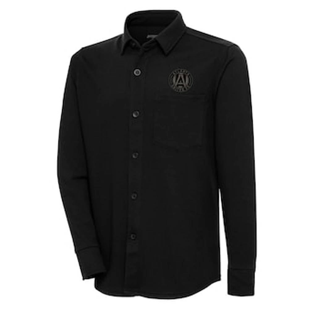 Men's Antigua Black Atlanta United FC Streamer Diamond Button-Up Shacket