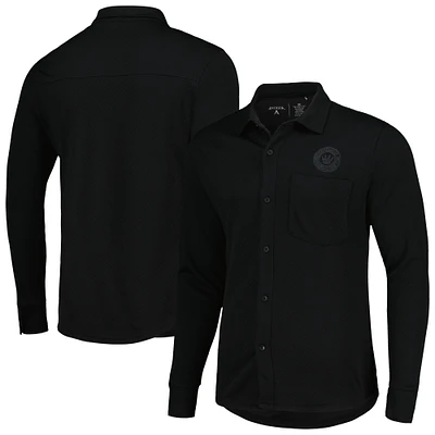 Men's Antigua Black Charlotte FC Streamer Diamond Button-Up Shacket