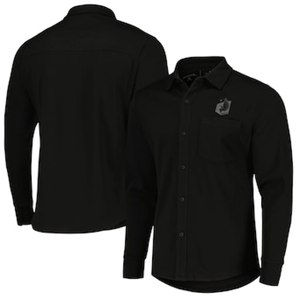 Men's Antigua Black Minnesota United FC Streamer Diamond Button-Up Shacket