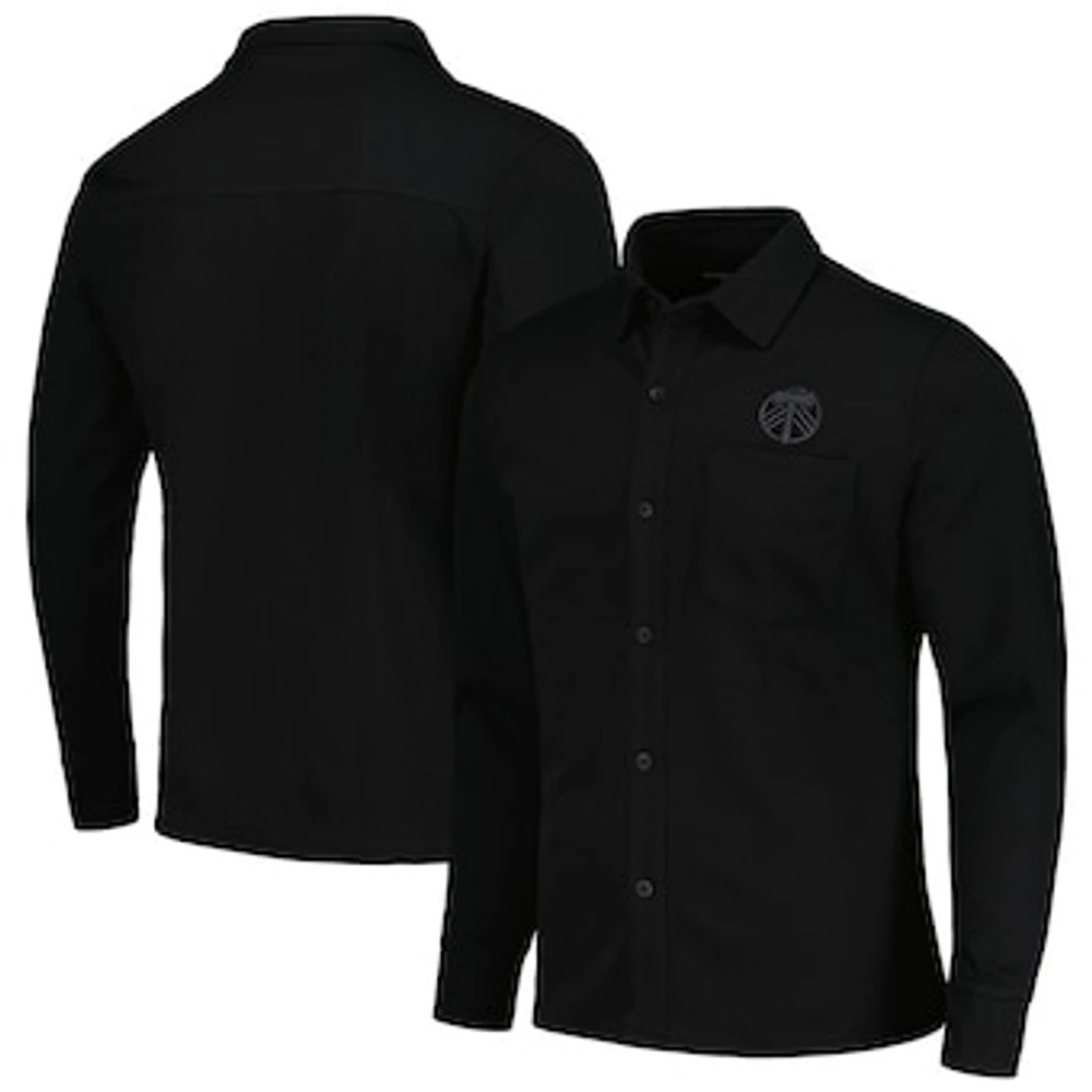 Men's Antigua Black Portland Timbers Streamer Diamond Button-Up Shacket