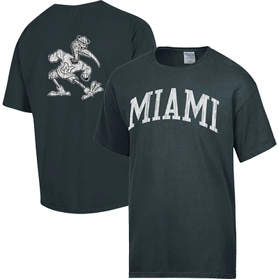 Men's Comfort Wash  Charcoal Miami Hurricanes Vintage Arch 2-Hit T-Shirt