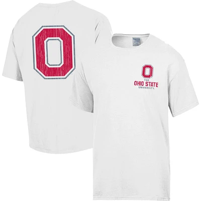 Men's Comfort Wash White Ohio State Buckeyes Vintage Logo T-Shirt