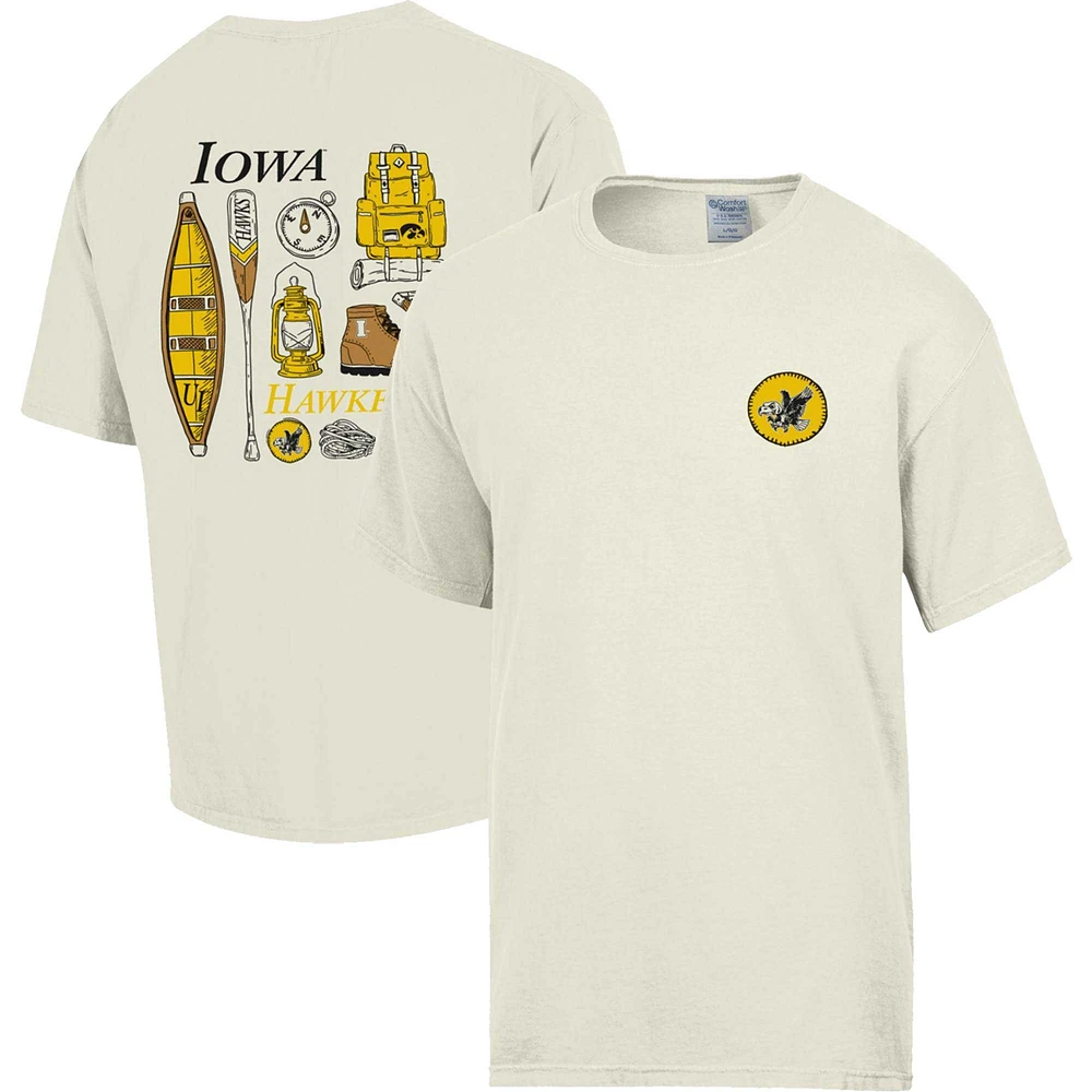 Men's Comfort Wash Cream Iowa Hawkeyes Camping Trip T-Shirt