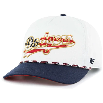 Men's '47 White Los Angeles Dodgers Flag Script Hitch Snapback Hat