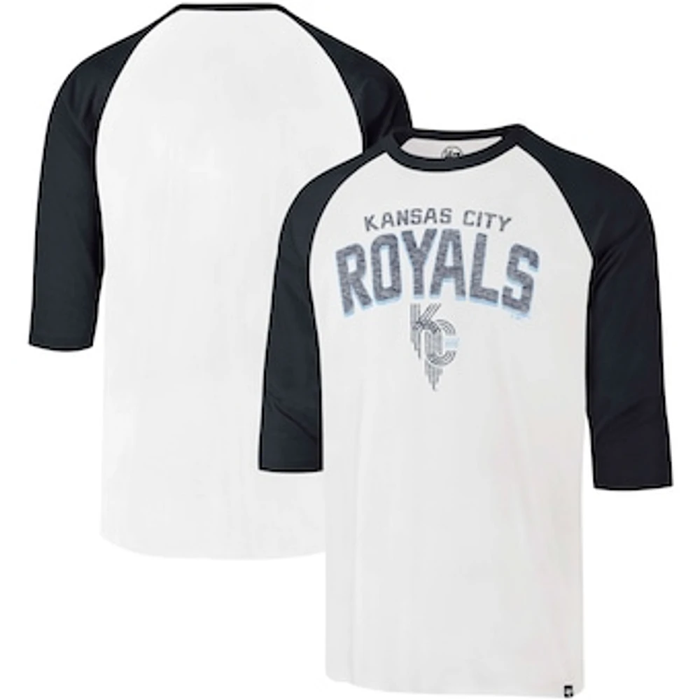 Men's '47 Cream Kansas City Royals Connect Crescent Franklin Raglan 3/4-Sleeve T-Shirt