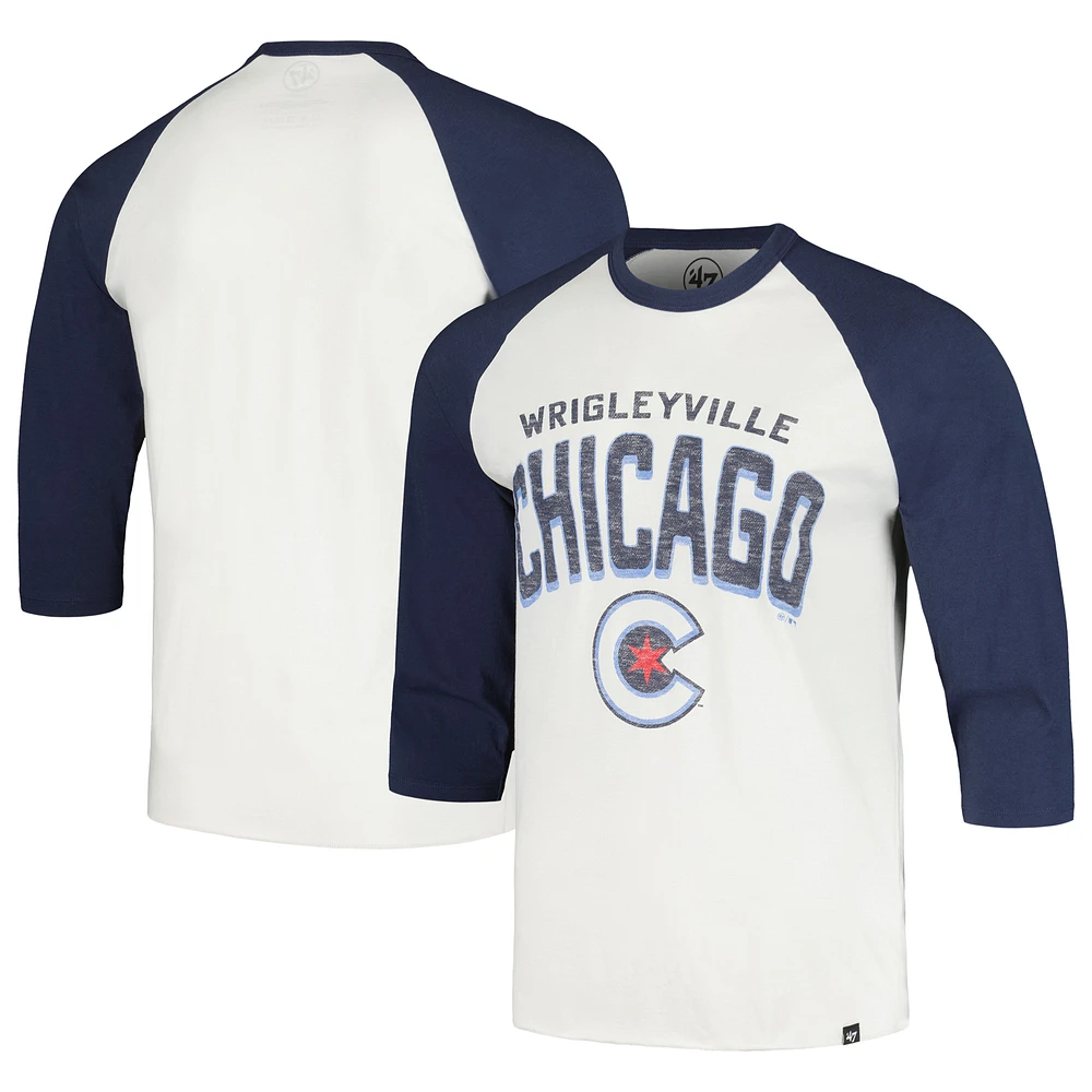 Men's '47 Cream Chicago Cubs City Connect Crescent Franklin Raglan 3/4-Sleeve T-Shirt