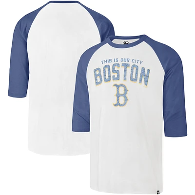 Men's '47 Cream Boston Red Sox City Connect Crescent Franklin Raglan 3/4-Sleeve T-Shirt