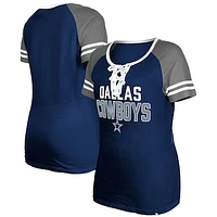 Women's New Era  Navy Dallas Cowboys Raglan Lace-Up T-Shirt