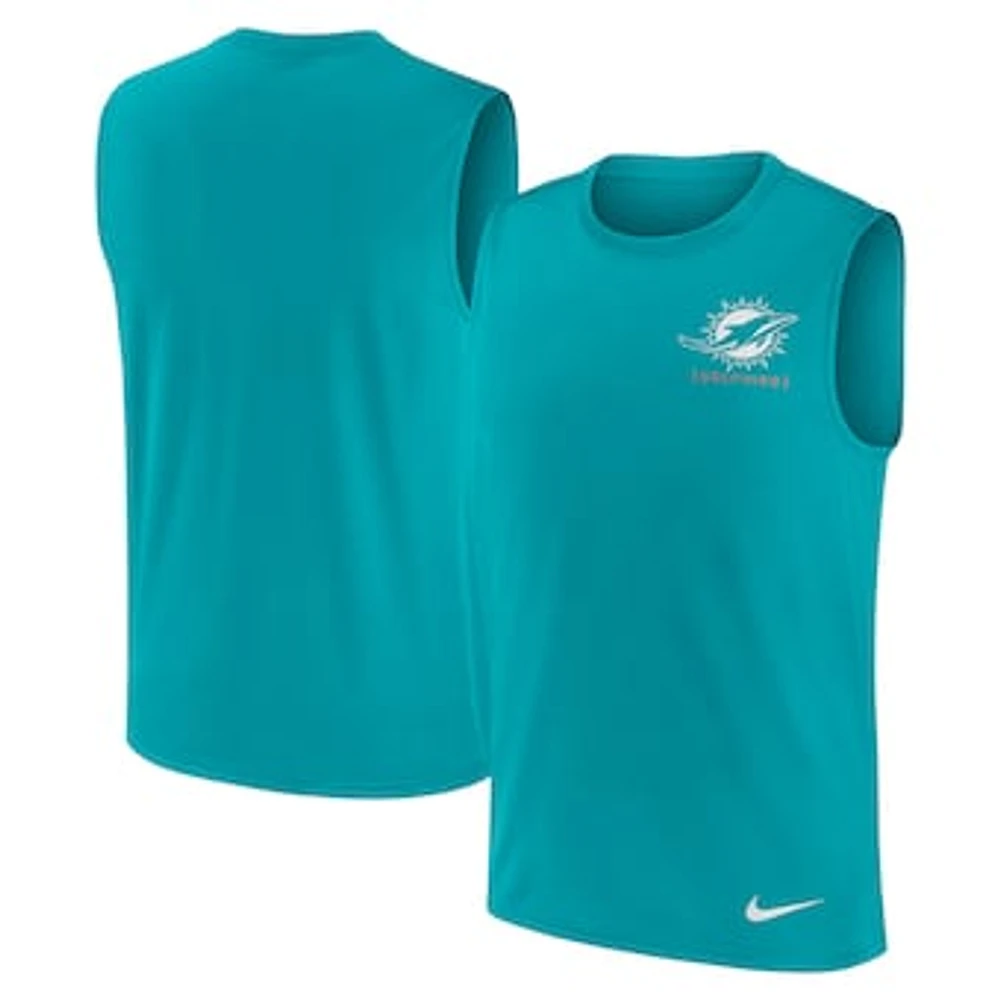 Men's Nike Aqua Miami Dolphins Large Logo Peformance Muscle Tank Top