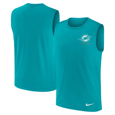 Men's Nike Aqua Miami Dolphins Large Logo Peformance Muscle Tank Top