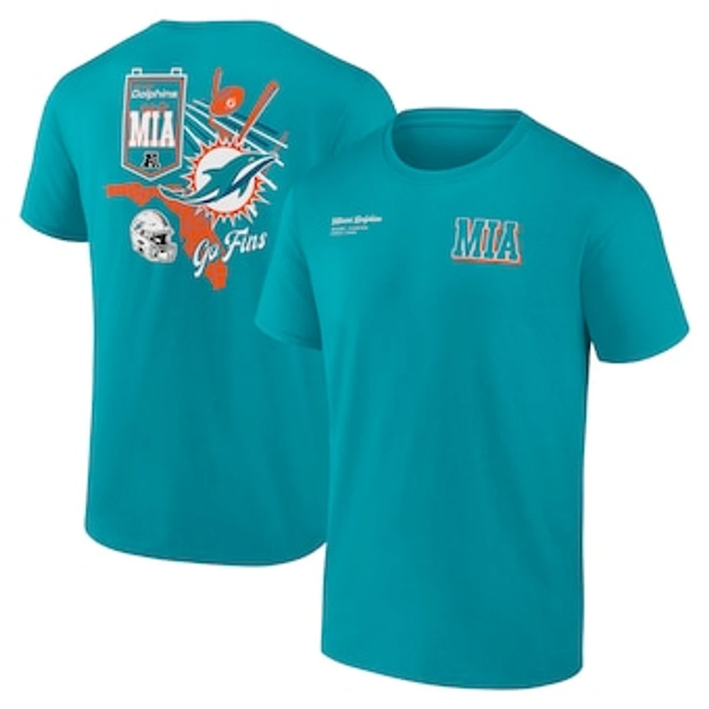 Men's Fanatics Aqua Miami Dolphins Split Zone T-Shirt