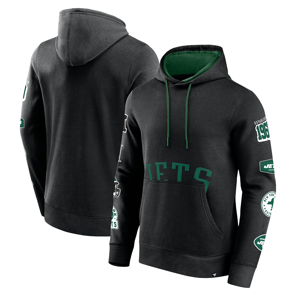 Men's Fanatics Black New York Jets Wild Winner Pullover Hoodie