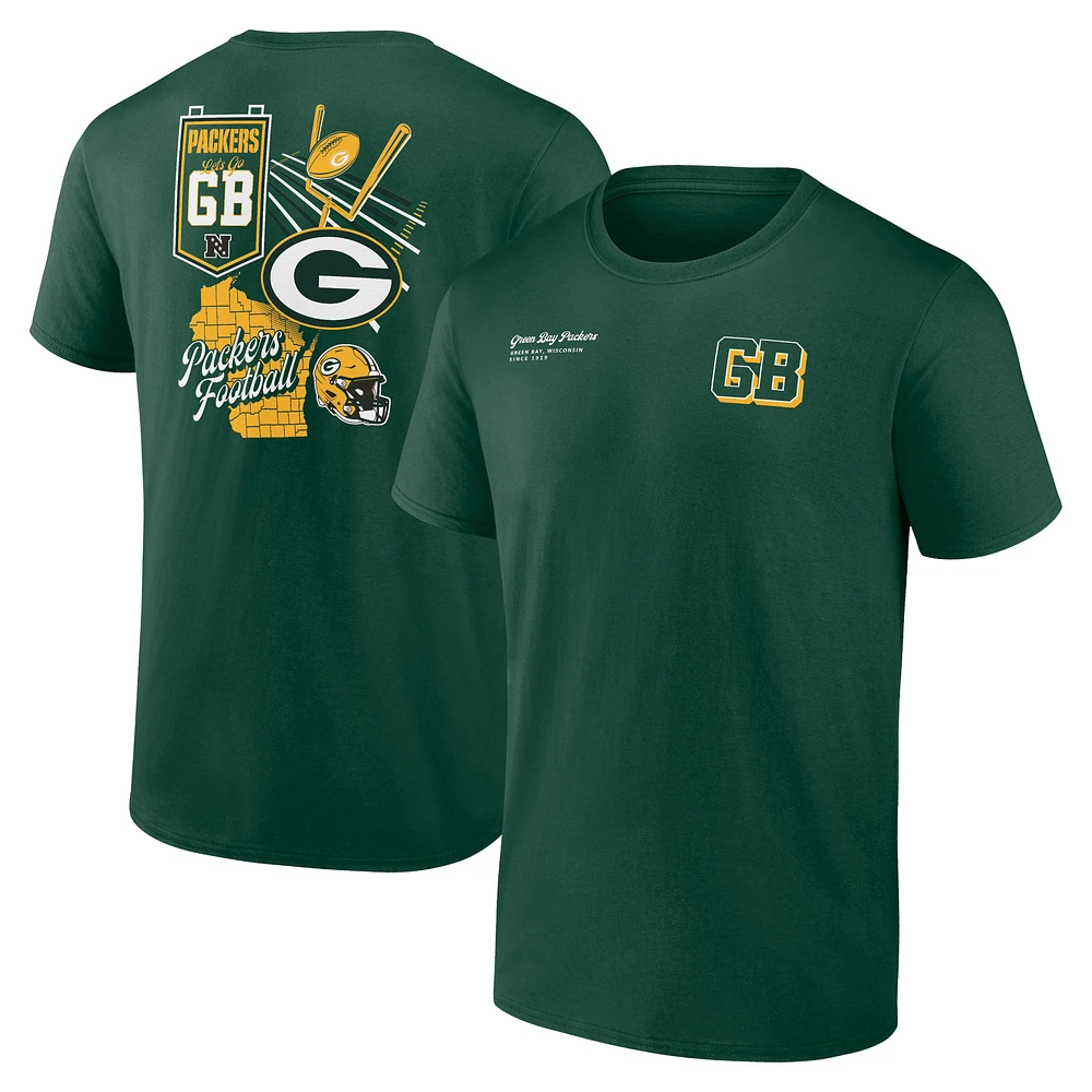 Men's Fanatics Green Green Bay Packers Split Zone T-Shirt