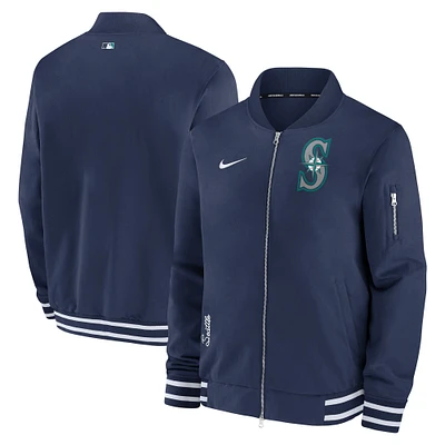 Men's Nike Navy Seattle Mariners Authentic Collection Full-Zip Bomber Jacket