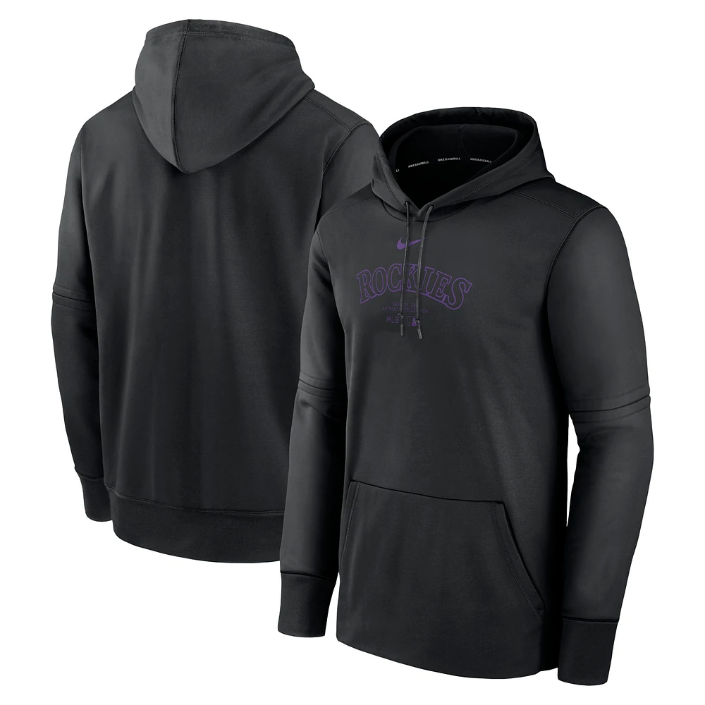 Men's Nike Black Colorado Rockies Authentic Collection Practice Performance Pullover Hoodie