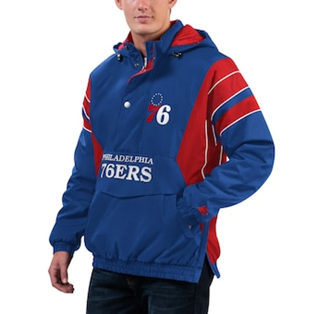 Men's Starter  Royal Philadelphia 76ers Home Team Hoodie Half-Zip Jacket