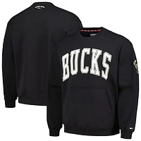 Men's Tommy Jeans Black Milwaukee Bucks Henry Pullover Sweatshirt