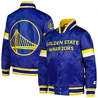 Youth Starter Royal Golden State Warriors Home Game Varsity Satin Full-Snap Jacket