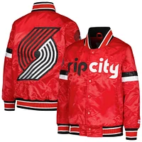 Youth Starter Red Portland Trail Blazers Home Game Varsity Satin Full-Snap Jacket