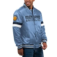 Men's Starter Light Blue Memphis Grizzlies Home Game Satin Full-Snap Varsity Jacket