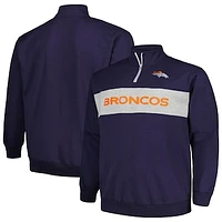 Men's Profile Navy Denver Broncos Big & Tall Fleece Quarter-Zip Jacket