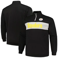 Men's Profile Black Pittsburgh Steelers Big & Tall Fleece Quarter-Zip Jacket