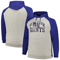Men's Profile Heather Gray/Royal New York Giants Big & Tall Favorite Arch Throwback Raglan Pullover Hoodie