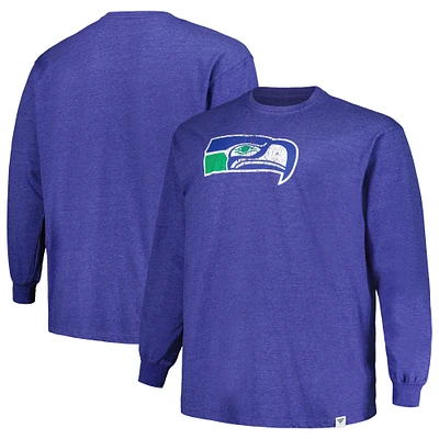 Men's Profile Heather Royal Seattle Seahawks Big & Tall Throwback Long Sleeve T-Shirt