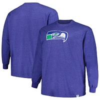 Men's Profile Heather Royal Seattle Seahawks Big & Tall Throwback Long Sleeve T-Shirt