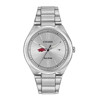 Men's Silver Arkansas Razorbacks Citizen Eco-Drive Stainless Steel Watch