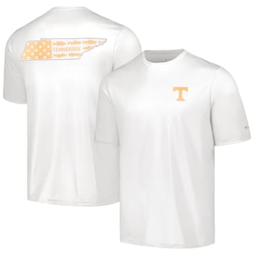 Men's Columbia White Tennessee Volunteers Terminal Tackle State Omni-Shade T-Shirt