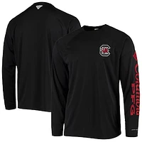 Men's Columbia Black South Carolina Gamecocks Terminal Tackle Omni-Shade Raglan Long Sleeve T-Shirt