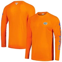 Men's Columbia Orange Florida Gators Terminal Tackle Omni-Shade Raglan Long Sleeve T-Shirt