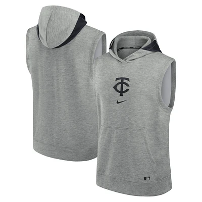 Men's Nike Heather Gray Minnesota Twins Authentic Collection Early Work Performance Sleeveless Pullover Hoodie