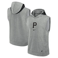 Men's Nike Heather Gray Pittsburgh Pirates Authentic Collection Early Work Performance Sleeveless Pullover Hoodie