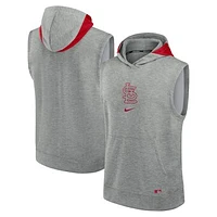 Men's Nike Heather Gray St. Louis Cardinals Authentic Collection Early Work Performance Sleeveless Pullover Hoodie