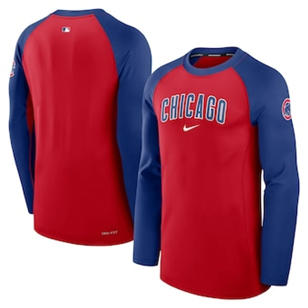 Men's Nike Red Chicago Cubs Authentic Collection Game Time Raglan Performance Long Sleeve T-Shirt