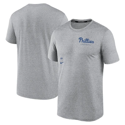 Men's Nike Heather Charcoal Philadelphia Phillies Authentic Collection Early Work Tri-Blend Performance T-Shirt