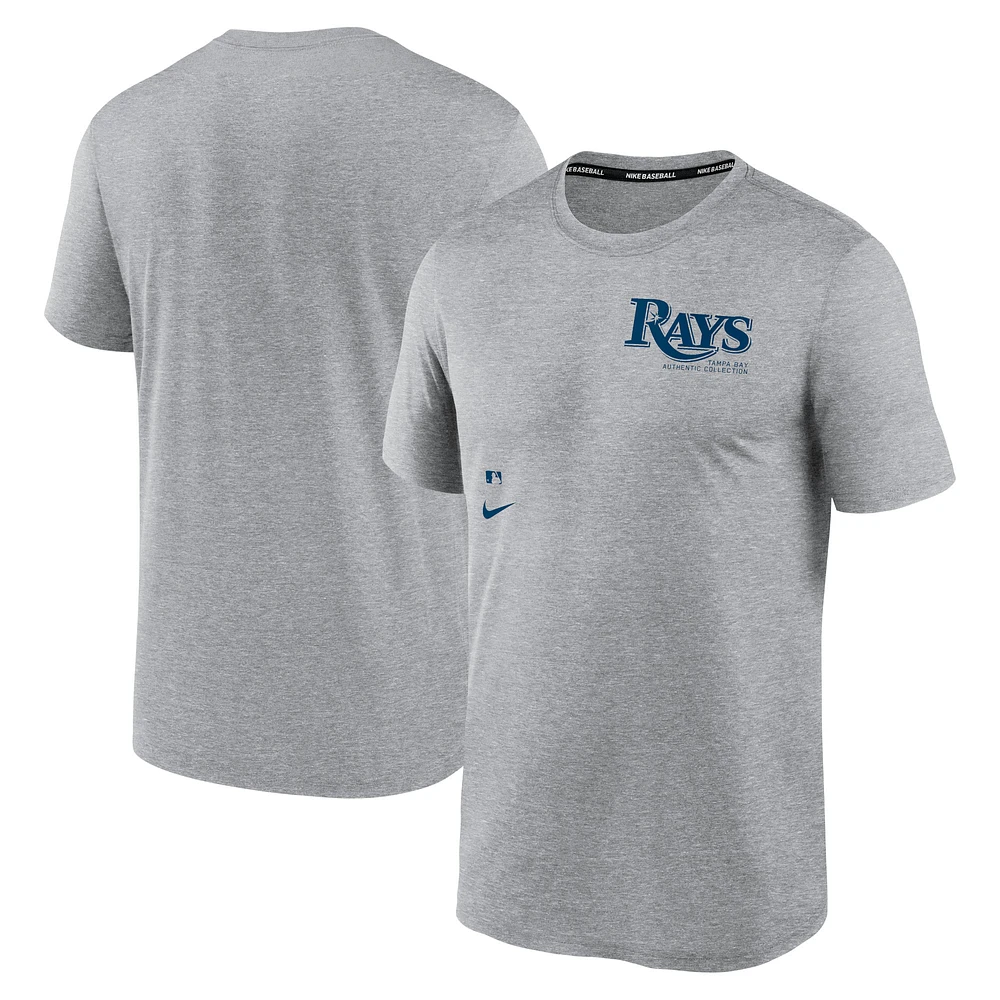 Men's Nike Heather Charcoal Tampa Bay Rays Authentic Collection Early Work Tri-Blend Performance T-Shirt