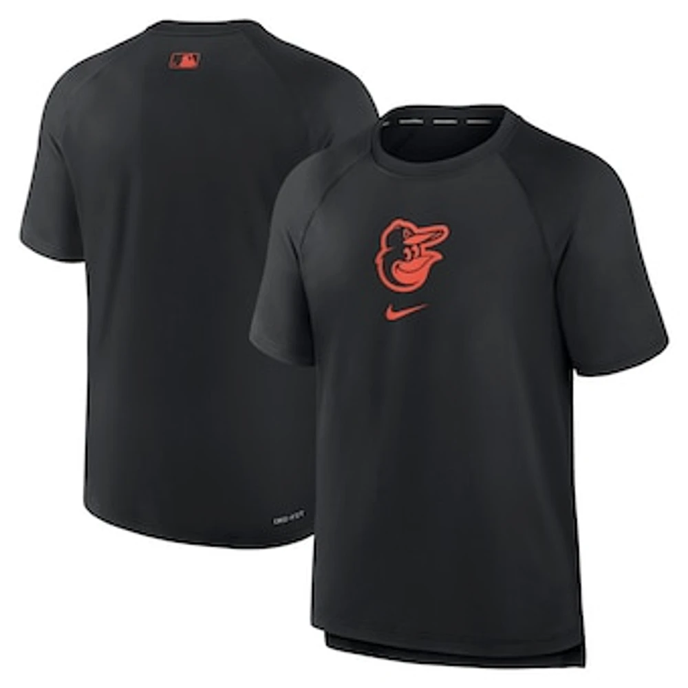 Men's Nike Black Baltimore Orioles Authentic Collection Pregame Raglan Performance T-Shirt