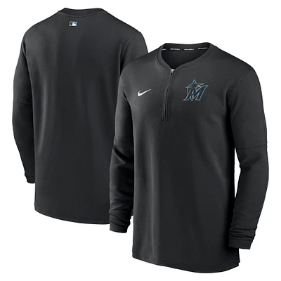 Men's Nike Black Miami Marlins Authentic Collection Game Time Performance Quarter-Zip Top