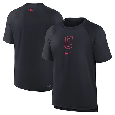 Men's Nike Navy Cleveland Guardians Authentic Collection Pregame Raglan Performance T-Shirt