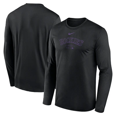 Men's Nike Black Colorado Rockies Authentic Collection Practice Performance Long Sleeve T-Shirt